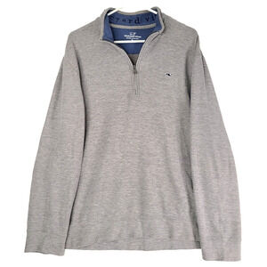 Vineyard Vines Men 1/4 Zip Pullover Sweater Gray XL Pima Cotton Golf Nautical